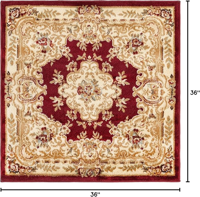Rugs.com Chateau Collection Rug - 3 Ft Square Red Medium Pile Rug