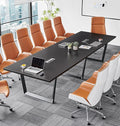 Sturdy Conference Table with Cable Management Grommets Modern Rectangle Office Meeting Table with Wood Tabletop and Metal Frame & Legs- Easy Assembly Boardroom Table (Black, 12 Foot)
