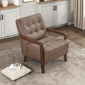 Lexicon Modern Accent Chair, Luxury Genuine Leather Match Living Room Chair with Tufted Cushions, Solid Wood Frame and Arm Rest, Comfy Upholstered Single Seat for Bedroom/Reading/Office, Brown