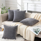 GAWAMAY Decorative Square Throw Pillow Covers 18"x18" Inch Set of 4, Super Soft Chenille Pillows Cover Fall Pillowcase for Living Room Bedroom Sofa Couch Cushion Cover Grey 45x45cm (No Insert)
