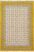 Area Rugs for 4x6 Bedroom Kilim Rug Floral Design Hand Block Printed Cotton Dhurrie Yellow Beige Handmade Boho Flatweave Thick 0.27" Indoor Outdoor Rugs for Living Room Hall Room Idea