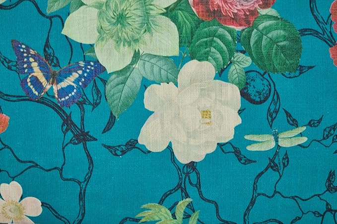 KEIKI Floral Accent Chair for Living Room - Stylish Vintage Elegance with Retro Wood Legs, Upholstered Armchair for Modern Comfort