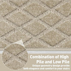 PURE ERA Bullnose Carpet Stair Treads Tape Free Non-Slip Indoor Stair Protectors Pet Friendly Stair Treads for Wooden Steps 9.5" x 30"(2 Pieces, Cream Gray Diamond Trellis)