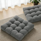 Tromlycs Floor Pillows for Adults Floor Cushions Seating Large Square Pillow Gel Memory Foam 20 x 20 x 4 Inch Dark Grey Set of 2