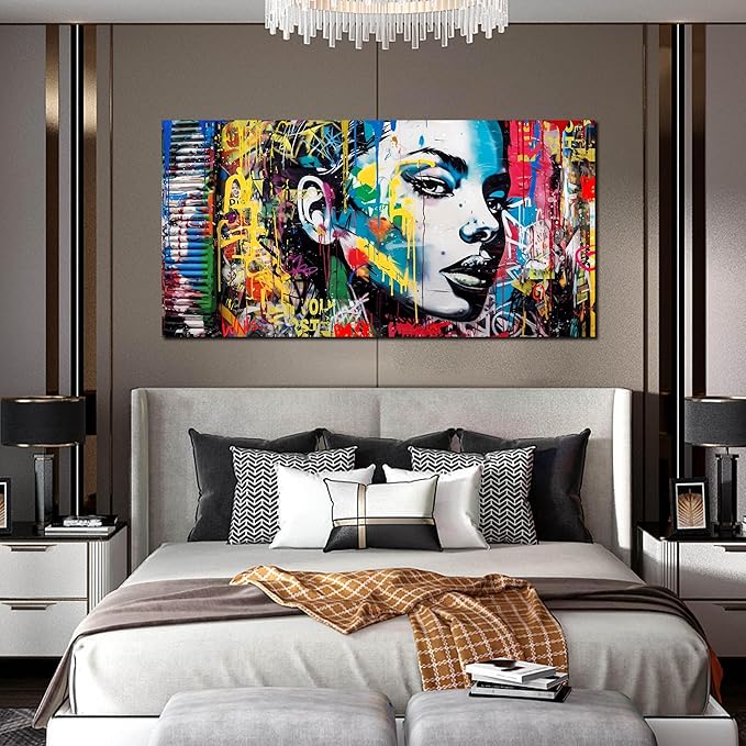 African American Wall Art - Graffiti Art Wall Decor Bedroom - Colorful Wall Decor for Teen Girls Size 24" x 48"