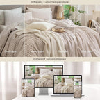MooMee Striped Duvet Cover Set 100% Washed Cotton Linen Like Textured Breathable Durable Soft Comfy (Orange Classic Stripes, Twin 68"x90")