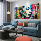 CIRABKY African American Wall-Art for Living Room - Black Girl Wall Art - Graffiti Wall Decor Colorful Pictures Big Poster Size 29" x 59"