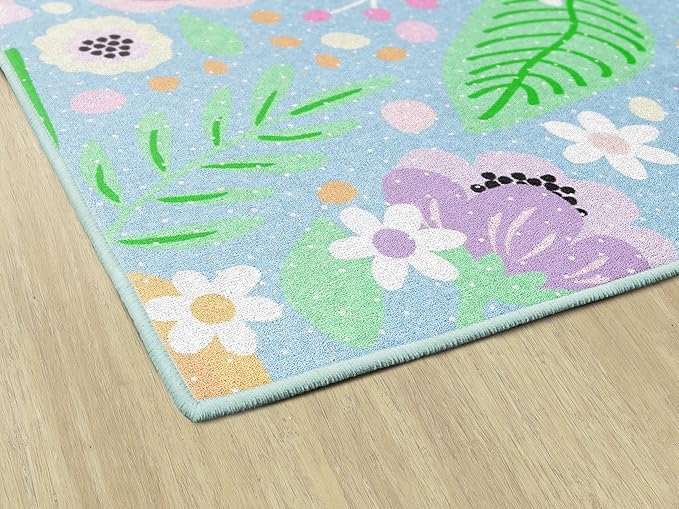 Flagship Carpets Schoolgirl Style Pretty in Pastel Floral Rug Educational Area Rug for Kids Room, Children's Classroom Rug for Teaching and Playroom, 7'6" X 12'
