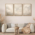 MUDECOR Framed Wall Art Print Set Neutral Cloudscape Soft Beige Abstract Sky Illustrations Modern Art Boho Decorative Colorful Chic for Living Room, Bedroom, Office - 16"x24"x3 Natural