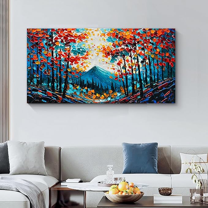 Forest Landscape Hand Painted Art Oil Painting Natural Landscape Oil Painting Large Canvas Wall Art Decoration 24×48 Inches