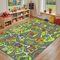 Upgrade Ultra Non Slip Kids Car Rug, Kids Road Playmat Rug for Toy Cars, Educational Town City Map Washable Carpet for Boys Playroom Bedroom, Safer Car Track Play Mat for Children Toddler, 140"x84"