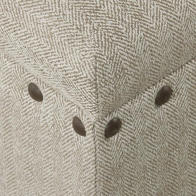 HomePop Large Storage Bench with Nailhead Trim - Taupe and Cream