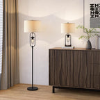KAWOTl Farmhouse Floor Lamp with Night Light, 62.5’’ Industrial Bronze Standing Lamp for Living Room, Bedroom, Home Office, Rustic Lantern-Style (LED Bulbs Included)