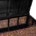 BIRDROCK HOME Abaca Storage Bench – Hand-Woven Wicker Entryway Bench w/Lift-Top Hidden Storage, Solid Wood Frame - Brown Wash