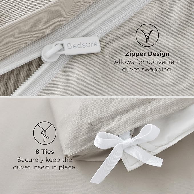 Bedsure 100% Rayon Derived from Bamboo Duvet Cover King Size - Lightweight Silky Cooling Comforter Cover Set for Hot Sleepers, Breathable & Moisture-Wicking Bedding Set, Linen