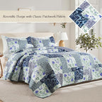 Whale Flotilla Patchwork Quilt Twin Size, Soft Boho Floral Bedspreads for Bed Reversible Lightweight Twin Quilt Bedding Set Coverlets with 1 Pillow Sham for All Seasons, Paisley Flowers