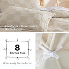 Bedsure Boho Kids Duvet Cover King Size（Duvet Insert/Comforter not Included - Checkered King Duvet Cover for All Seasons, Soft Shabby Chic Boho Bedding (Beige, 104" x 90")