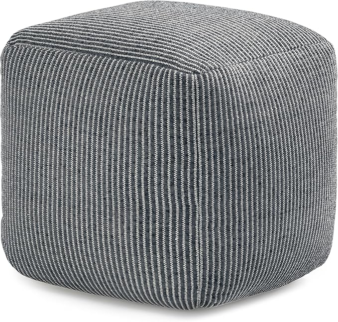 Anji Mountain 100% Handmade & Handcrafted Comfortable Home Décor Pouf Ottoman Footrest for Living Room, Bedroom, Nursery, Kidsroom, Patio Furniture - (20" x 20" x 20" - Gray Maze)