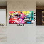 Colorful Canvas Living Room Wall Decor - Hand of God Graffiti Wall Art - Banksy Prints Posters Decor Size 20" x 40"