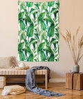 Ambesonne Leaf Tapestry, Romantic Holiday Island Hawaiian Banana Trees Watercolored Image, Fabric Wall Hanging Decor for Bedroom Living Room Dorm, 30" X 45", Forest Green