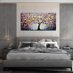 Zoyotago Large Canvas Wall Art for Living Room Bedroom Home Office Colorful Flower Tree of Life Wall Art Modern Hand-painted Oil Painted Size 29x59