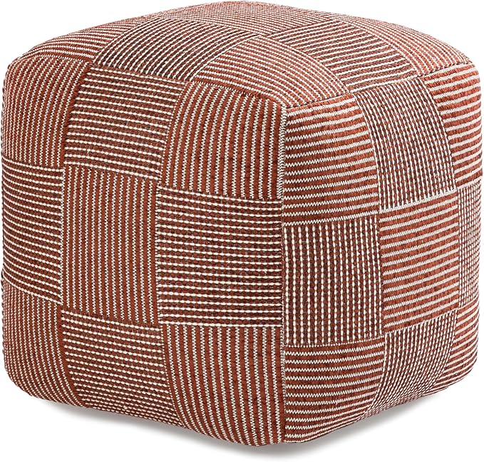 Anji Mountain 100% Handmade & Handcrafted Comfortable Home Décor Pouf Ottoman Footrest for Living Room, Bedroom, Nursery, Kidsroom, Patio Furniture - (20" x 20" x 20" - Teak)