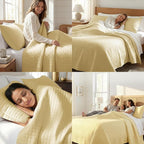 Southshore Fine Living, Inc. Full/Queen Quilt Bedding Set, Cozy Coverlet Queen Size Bedspread, Wrinkle-Free, Pet Hair Resistant Bedding, Full Size Quilt Coverlet w/2 Pillow Shams, Gold