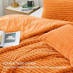 BEDELITE Fleece Full Comforter Set -Super Soft & Warm Fluffy Burnt Orange Bedding, Luxury Fuzzy Heavy Bed Set for Winter with 2 Pillow Cases