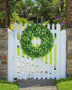Vlorart 24 Inch Large Greenery Wreath for Front Door, Artificial Green Leaves Spring Summer Door Wreaths, Boxwood Wreath for Indoor Outdoor Farmhouse Home Wall Window Wedding Decor All Season