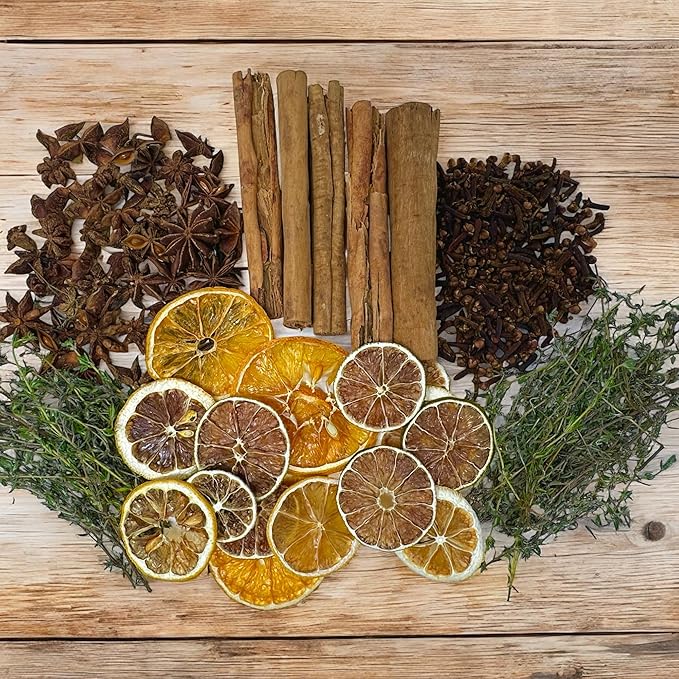 Kejora Autumn Simmering Potpourri- Citrus, Clove, Cinnamon, Star Anise, Thyme Fall & Winter Holiday Scents Fragrance Stovetop Potpourri