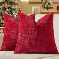 decorUhome Spring Red Chenille Euro Sham Throw Pillow Covers 22x22 Set of 2 Textured Soft Cozy Slubby Couch Pillow Covers Modern Farmhouse Boho Decorative Pillow Cases for Bed Sofa Living Room
