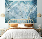 Ambesonne Marble Print Tapestry King Size, Exquisite Granite Stone Architecture Floor Nature Faded Rock Picture, Wall Hanging Bedspread Bed Cover Wall Decor, 104" X 88", Pale Blue Grey