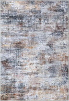 IOHOUZE Small Abstract Area Rug 2x3 Ft Entryway Rugs Washable Door Mat Indoor Entrance, Rubber Backed Throw Rugs, Printed Faux Wool Non Slip Floor Carpet for Foyer Front Door Sink, Orange Grey