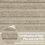 PURE ERA Bullnose Carpet Stair Treads Set Tape Free Non-Slip Indoor Stair Protectors Pet Friendly Rugs 9.5" x 30"(14 Pieces,Cream Gray Rectangular)