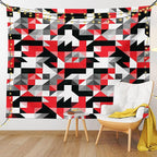 Ambesonne Abstract Tapestry, Abstract Geometric Half Triangles Squares Maze Inspired Image, Fabric Wall Hanging Decor for Bedroom Living Room Dorm, 30" X 45", Charcoal Vermilion