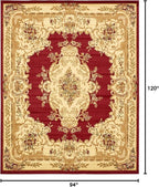 Rugs.com Chateau Collection Rug – 8' x 10' Red Medium Rug Perfect for Living Rooms, Large Dining Rooms, Open Floorplans