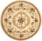 Rugs.com Chateau Collection Rug – 13' Round Cream Medium Rug Perfect for Kitchens, Dining Rooms