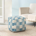 Anji Mountain 100% Handmade & Handcrafted Comfortable Home Décor Pouf Ottoman Footrest for Living Room, Bedroom, Nursery, Kidsroom, Patio Furniture - (20" x 20" x 20" - Blue)