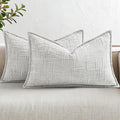 decorUhome Chenille Throw Pillow Covers 12x20 Set of 2, Thick Textured Slubby Neutral Decorative Pillow Covers with Elegant Design for Couch, Sofa, Living Room, Light Grey