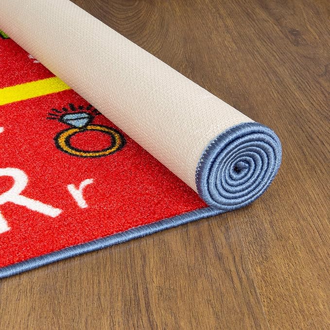 KC Cubs 5x7 ABC Alphabet, Numbers & Shapes Rug – Educational Non-Slip Play Mat Carpet for Kids, Toddlers, Nursery, Classroom, Playroom, Baby Daycare
