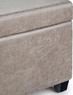 SIMPLIHOME Avalon Storage Ottoman Bench - 48 inch Wide Upholstered Vegan Leather Rectangular Lift-Top Ottoman in Distressed Grey Taupe, Contemporary Bench for Living Room with High-Density Foam