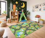 Community Helpers Play Rug – Educational Kids Carpets with Fire Station, School, Park & More for Learning and Play, Car Rug for Playroom Classroom Bedroom Nursery, 60"x36"