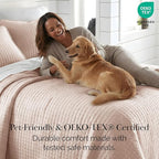 Southshore Fine Living, Inc. Oversized King Quilt Set, Stitched Blush Pink Quilt Bedspread, 2 Matching Pillow Shams, Machine Washable Cal/King Quilts, Hotel Quality Bedding, Cozy Coverlet, Blush