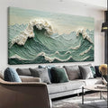Sea Wave Abstract Wall Art Small Size Modern Green Canvas Wall Art Decor Painting Artwork Abstract Wall Decor Print Picture For Bedroom Office Home Decoration 20"X 40"
