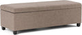 SIMPLIHOME Avalon Storage Ottoman Bench - 48 inch Wide Upholstered Linen Look Fabric Rectangular Lift-Top Ottoman in Fawn Brown, Contemporary Storage Bench for Living Room with High-Density Foam