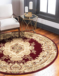 Rugs.com Chateau Collection Rug - 4 Ft Round Red Medium Pile Rug