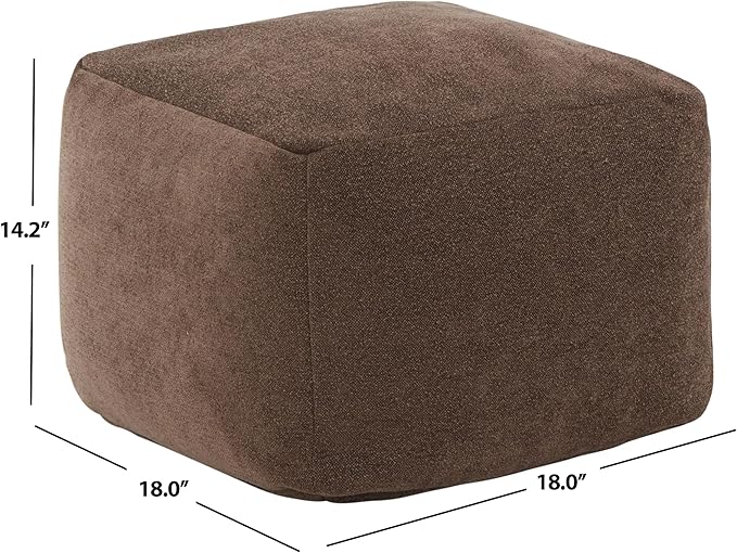 SAFAVIEH Couture Collection Samuels Dark Brown Boucle Pouf Ottoman Foot Rest (Fully Assembled)