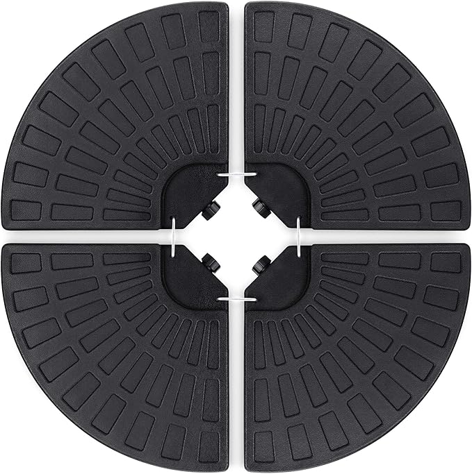 Best Choice Products 4-Piece 158lb Capacity Cantilever Offset Patio Umbrella Circular Base Stand w/Carry Handles, Easy-Fill Spouts, Base Connector Hooks, UV Stability - Black