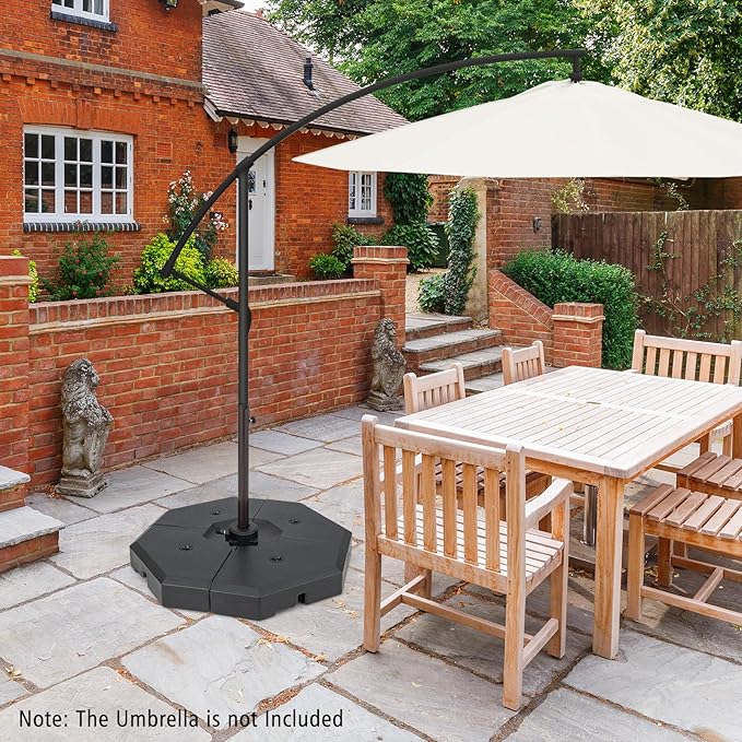 Tangkula 4 Piece 350 lbs Patio Umbrella Base, Octagon Shaped Water & Sand Filled Outdoor Weighted Umbrella Base Plate, 41" x 41" Umbrella Stand for Cantilever Offset Large Umbrella