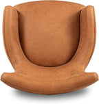Poly & BARK Aida Leather Lounge Chair Set of 2 – 40.5” Mid-Century Accent Chairs for Living Room or Bedroom – Full-Grain Italian Leather, Feather-Down Comfort, Solid Wood Legs – Cognac Tan